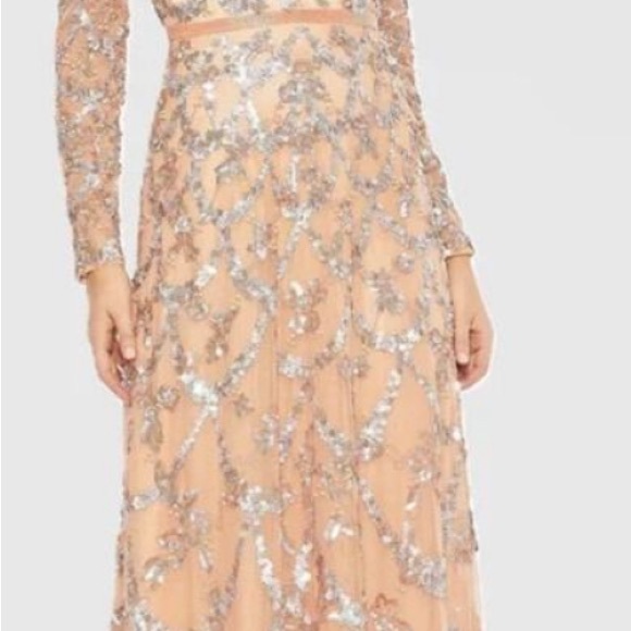 Mac Duggal Gold Sequin Long Sleeve Dress - Picture 6 of 6